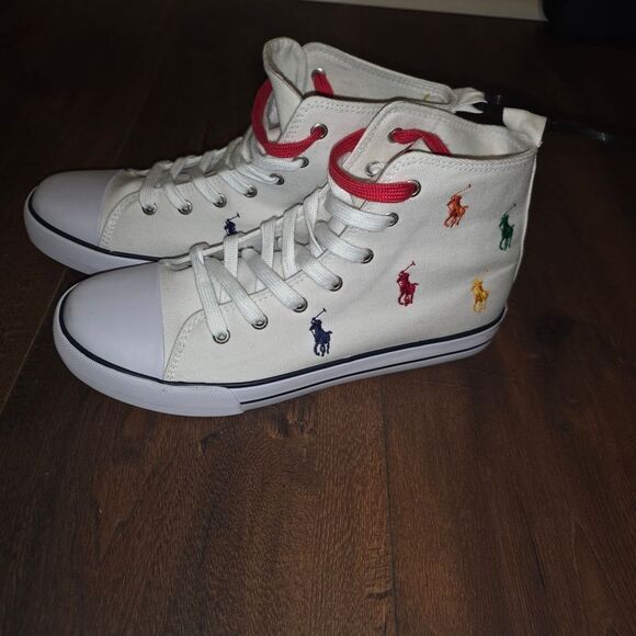 Polo Ralph Lauren Other - NWT-Polo Ralph Lauren White High-Top Sneakers with Multicolor Embroidery